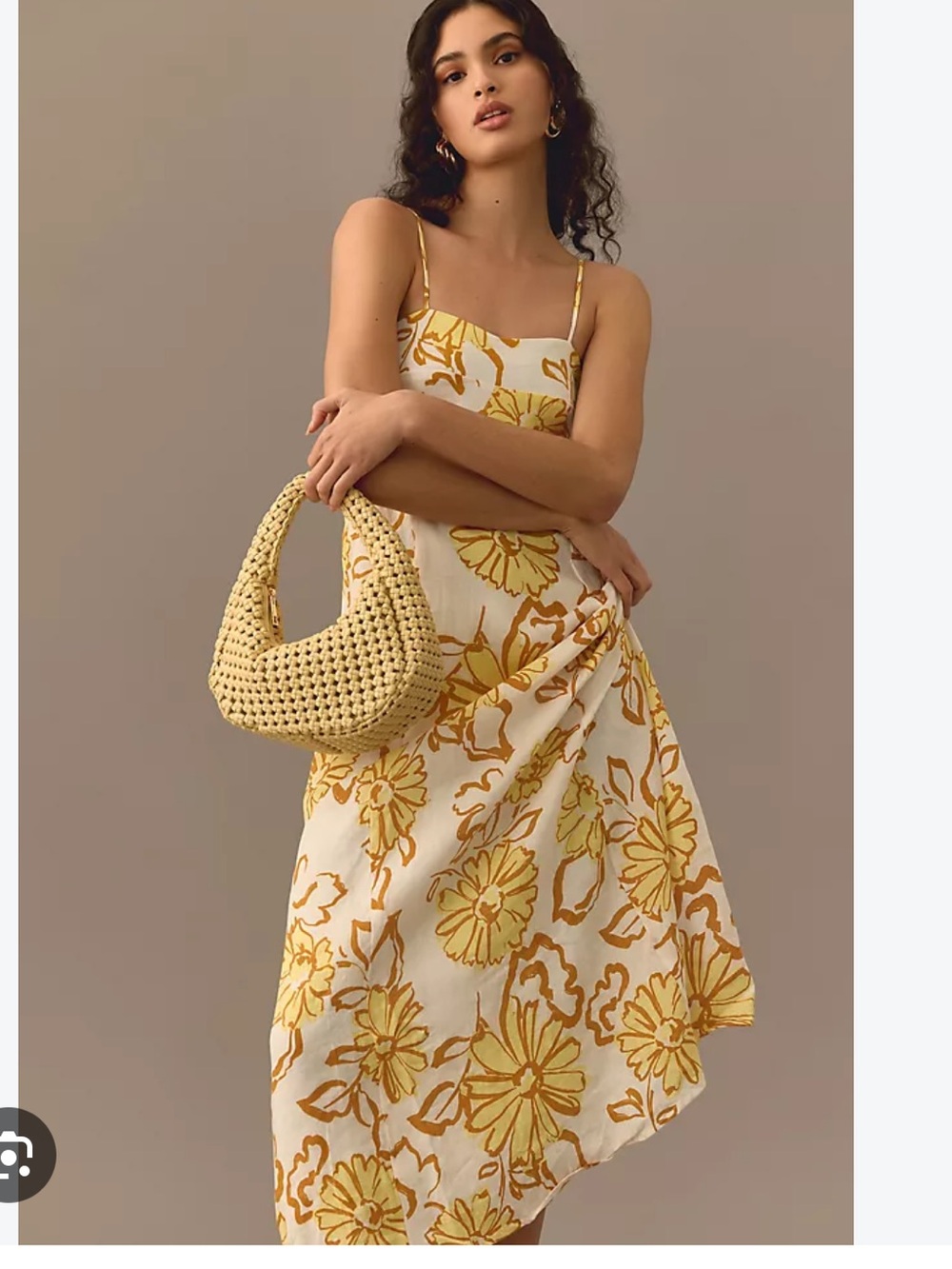 Faithfull the Brand LINEN Sorso Midi Dress Cagliari Floral Print flower